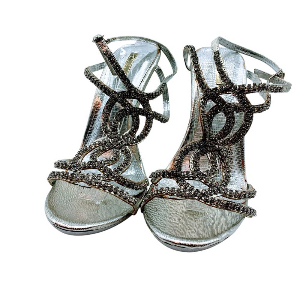 New! Elegant Silver Strappy Women's Sandle Heels